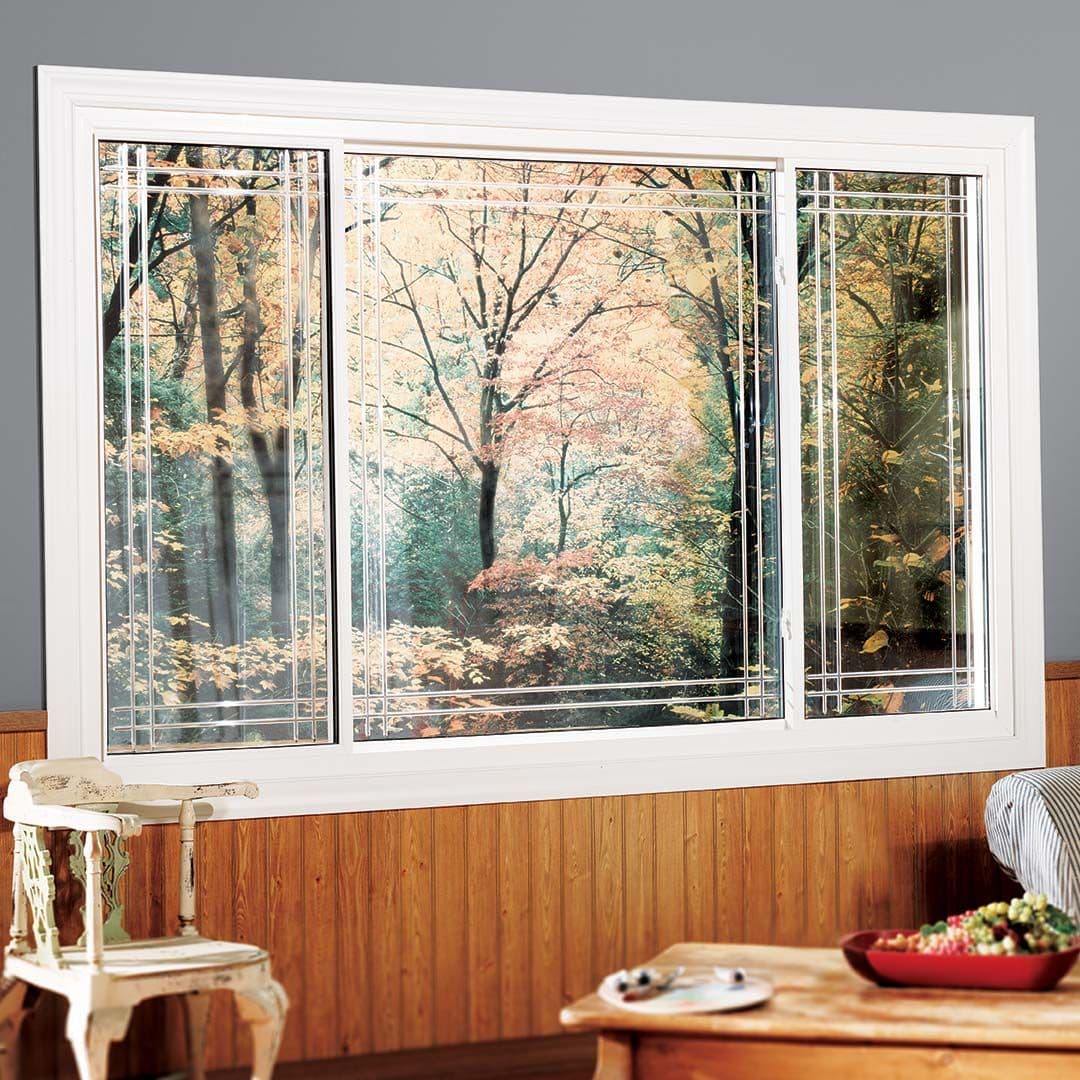 A picture window with sliding windows on either side.